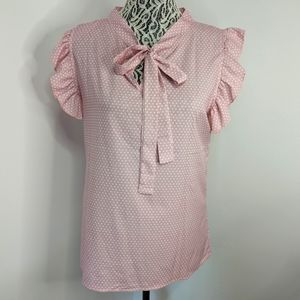 Pink and White Polkadot Blouse